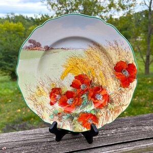 Vintage Royal Doulton England D. 6312 Plate with Poppies Field Barn